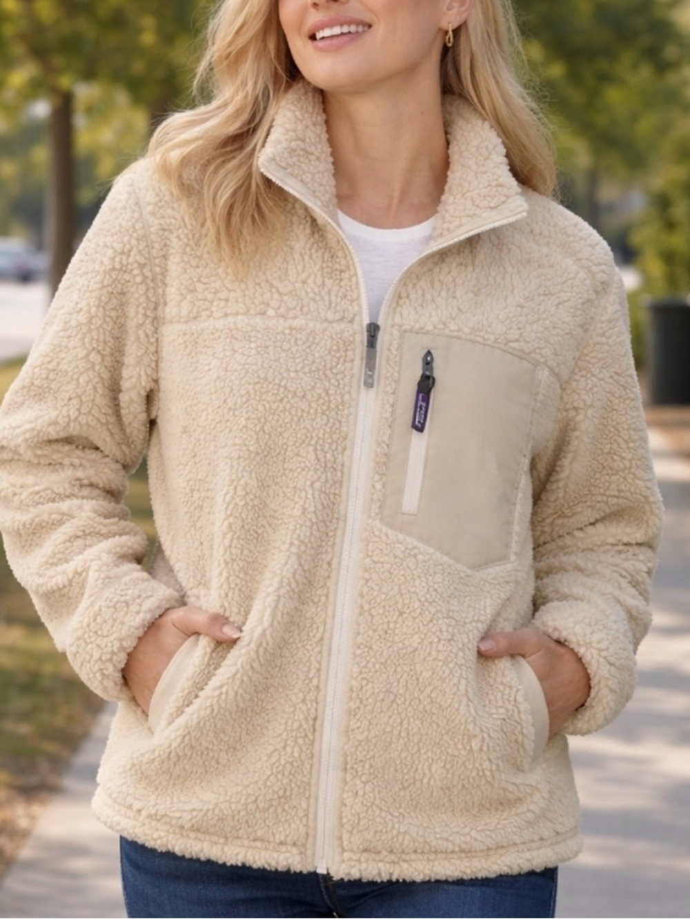 NWT Patagonia Women’s Retro-X Cream Sherpa Full-Zip Jacket size XL